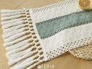 Sage Green Table Runner with Tassels