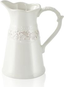 White Ceramic Farmhouse Pitcher Vase