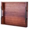 Acacia Wood Serving Tray with Iron Handles