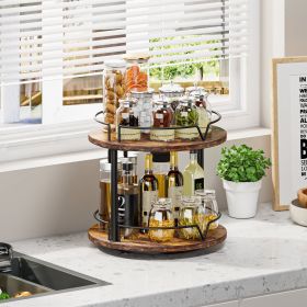 Two-Tier Wooden Rotating Spice Rack