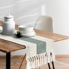 Sage Green Table Runner with Tassels