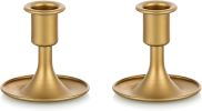 Gold Taper Candle Holders — Set of 2