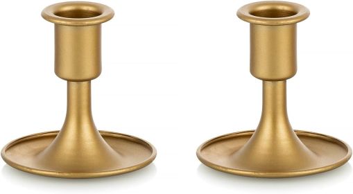 Gold Taper Candle Holders — Set of 2