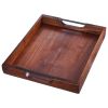 Acacia Wood Serving Tray with Iron Handles