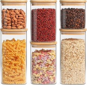 Glass Pantry Canister Set with Wood Lids