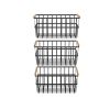 Black Wire Produce Baskets with Bamboo Handles — Set of 3