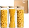 Tall Glass Pantry Canisters with Wood Lids — Set of 3