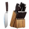 15-Piece Stainless Steel Knife Set with Wooden Block