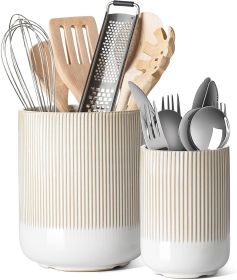 Fluted Ceramic Utensil Crock