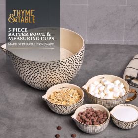 5-Piece Ceramic Mixing & Measuring Bowl Set — Dot Pattern