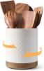 White Embossed Ceramic Utensil Crock