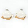 Enameled Cast Iron Garlic Roasters with Bamboo Trays — Set of 2
