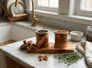 Premium Olive Wood Canister Set with Carved Base