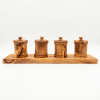 Premium Olive Wood Canister Set with Carved Base