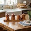 Premium Olive Wood Canister Set with Carved Base