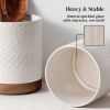 White Embossed Ceramic Utensil Crock