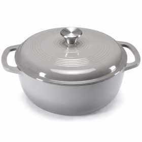 6 Quart Enameled Cast Iron Dutch Oven (Color: grey)