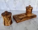 Premium Olive Wood Canister Set with Carved Base