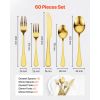 Gold Stainless Steel Flatware Set — 60 Piece